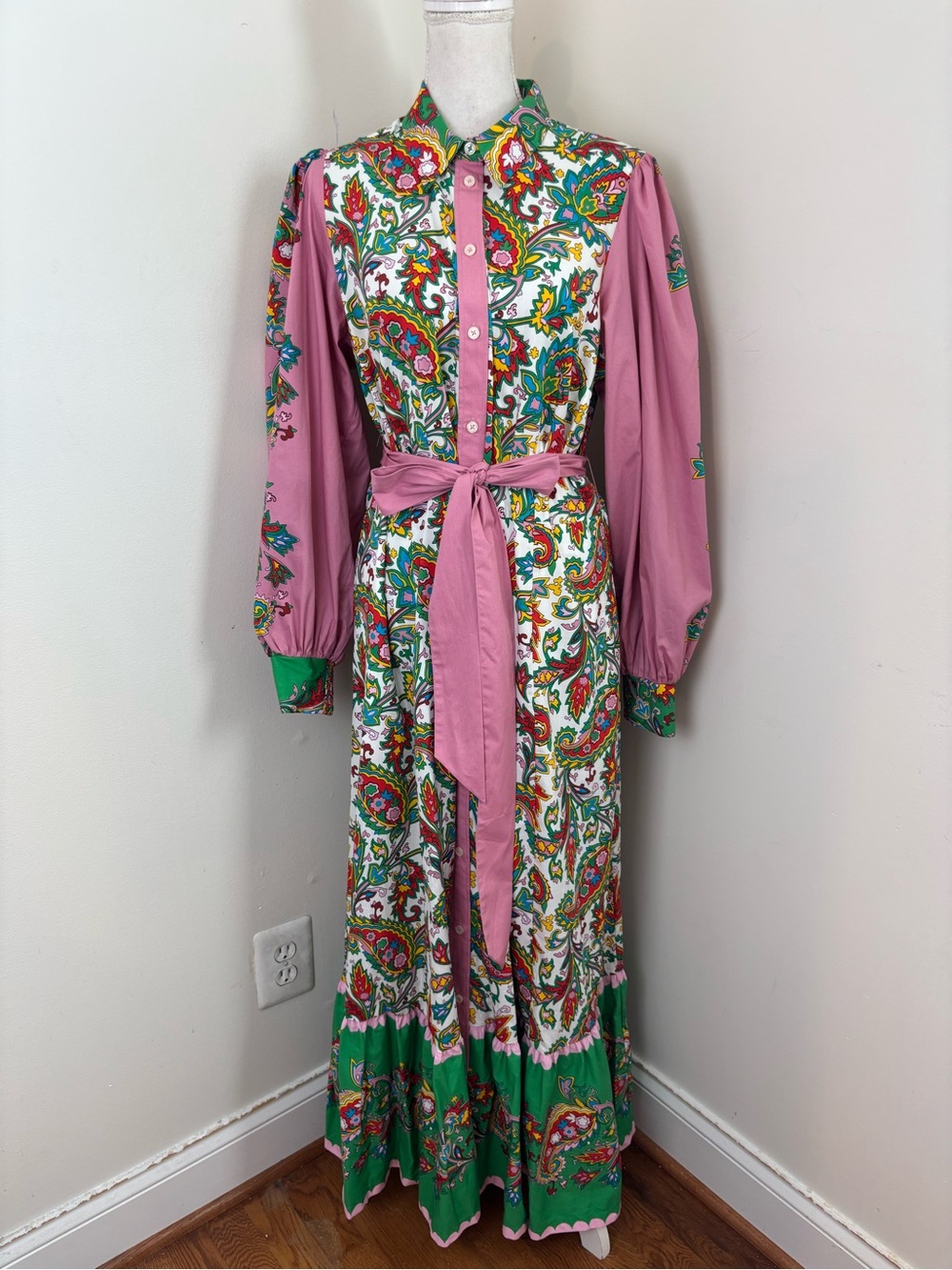 Boden Cotton Maxi Paisley Print Shirtdress Size 14R - Picture 3 of 13